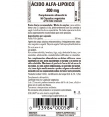 Solgar Acido Alfa Lipoico 200mg 50 Capsulas Vegetales