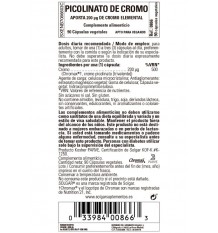 Solgar Picolinato Cromo 200 µg 90 Capsulas Vegetales