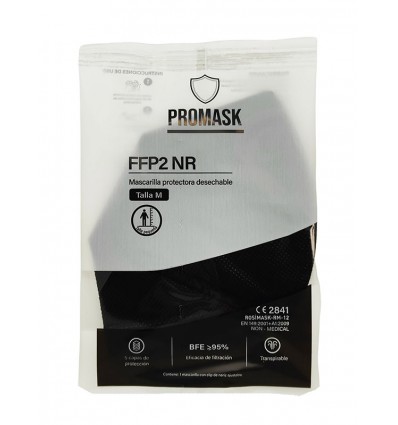 Mascarilla FFP2 NR Promask Negra 1 Unidad Talla Mediana