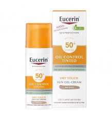 Eucerin Oil Control Teinté SPF50 + Gel au Toucher Sec de Couleur Moyenne - Crème Solaire pour le Visage 50ml
