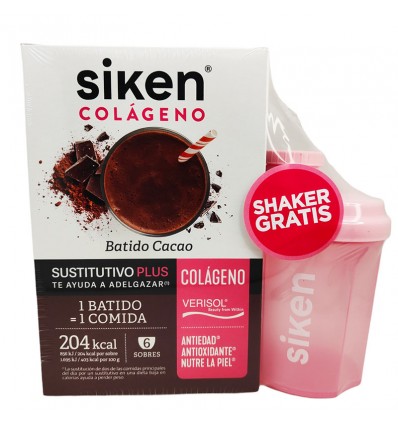 Siken Ersatz-Kollagen-Shake Kakao Plus 6 Beutel + Shaker Promo