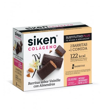Siken Substitut de Collagène 8 Barres Vanille aux amandes 8 Unités