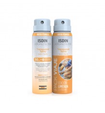 Pack de Photoprotecteurs Isdin Spray Transparent pour Peau Humide Spf50 100 ml + 100 ml Promotion Duplo