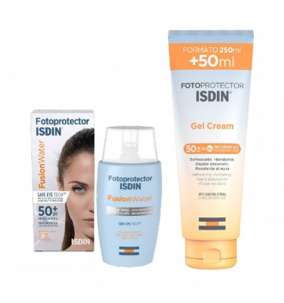 Isdin Pack Photoprotector Fusion Water SPF 50+ 50ml + Gel Cream SPF 50+ 250ml