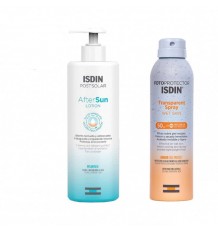 Isdin Pack Aftersun Lotion 400ml + Transparentes Spray für nasse Haut LSF 50+ 250ml