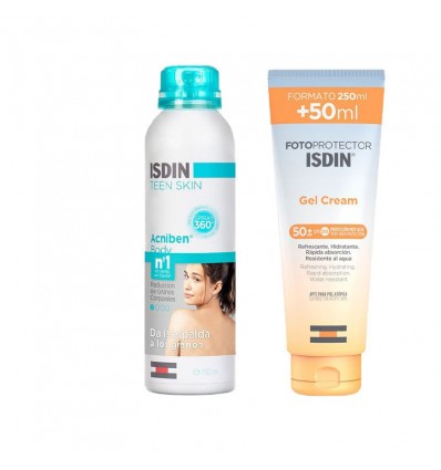 Isdin Pack Acniben Body Spray 150ml + Photoprotective Gel Cream SPF 50+ 250ml