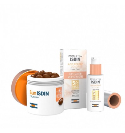 Isdin Pack Sunisdin Capsules 30 Tablets + FotoUltra Age Repair Fusion Water Color SPF 50 50ml