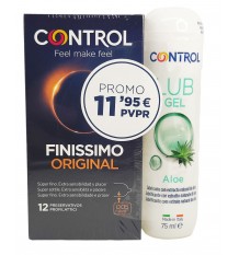Kondome Kontrolle Finissimo Original 12 Einheiten + Aloe Gleitmittel 75ml