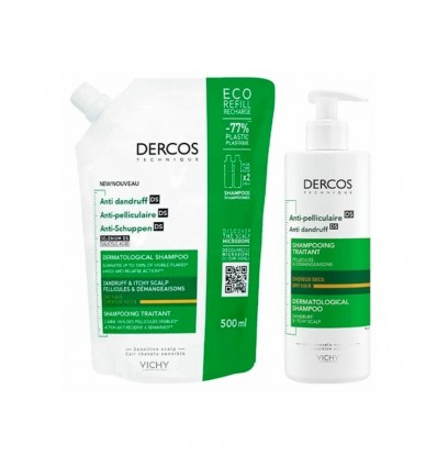 Dercos Champu Anticaspa Cabello Seco 390ml + 390ml Duplo Pack