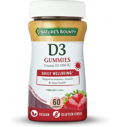 Nature's Bounty Vitamina D3 1000UI 60 Gominolas Sabor Fresa