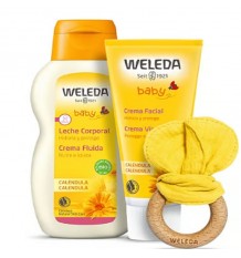 Weleda Caléndula Pack Leche Corporal 200ml + Crema Facial 50ml + Mordedor