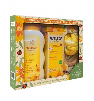 Weleda Caléndula Pack Leche Corporal 200ml + Crema Facial 50ml + Mordedor