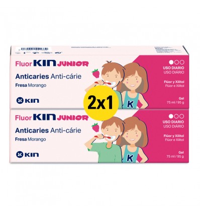 Kin Fluorkin Junior Gel Fresa 75 ml + 75ml Duplo Promocion 