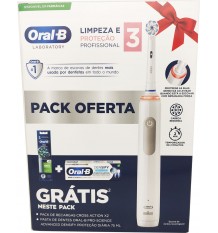 Oral B Elektrische Zahnbürste Professionelle Reinigung und Schutz 3 + Ersatz Cross Action + Zahnpasta Verdichten