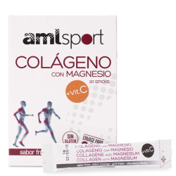 Amlsport Colageno con Magnesio Vitamina C Fresa 20 Sticks