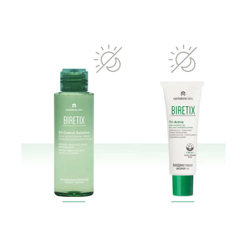 Biretix Rutina Tratamiento Piel Acneica Moderada Oil Control 100ml + Triactive 50ml