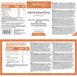 Nutralie Ashwagandha Con B6 + B12 Y Rodiola Ansiedad 60 Cápsulas