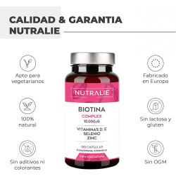 Nutralie Biotina Con Vit D Y E  Pelo, Piel, Uñas 120 Cápsulas