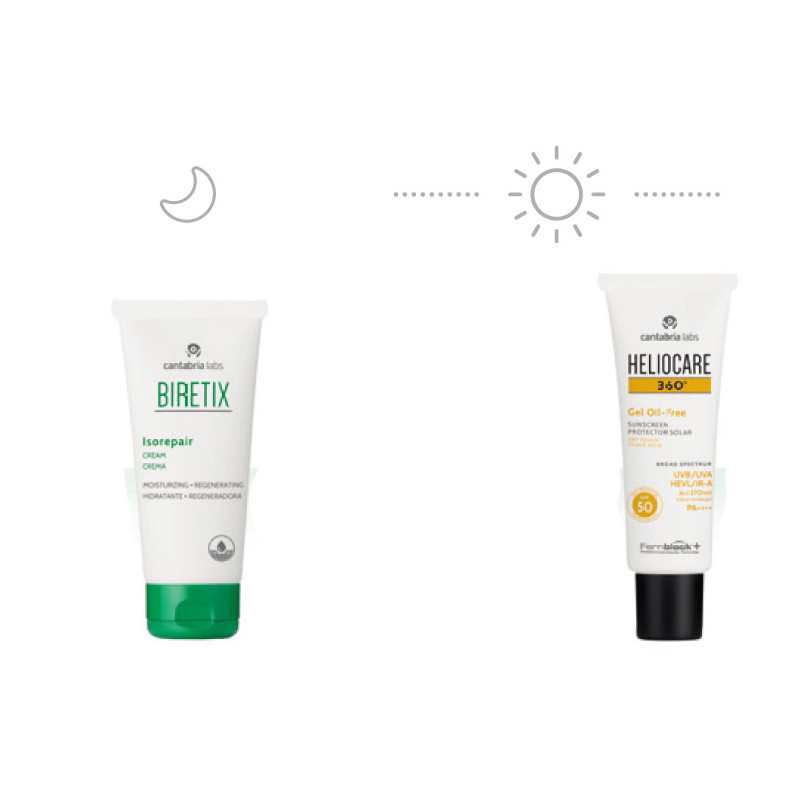 Biretix Rutina Cuidado Piel Acne Moderado Isorepair 50ml + Heliocare 360 Gel Oil Free 50ml 