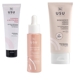 Usu Cosmetics Rutina Sin arrugas Limpieza + Serum Antiedad + Protección