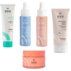 Usu Cosmetics Rutina Piel Mixta Sensible Limpieza + Serum Antiaging Hidratante +Tratamiento + Protección