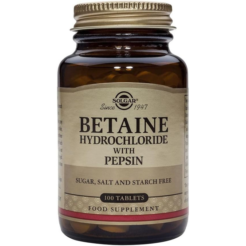 Solgar Betaina Clorhidrato Pepsina 100 Comprimidos Solgar Betaina Clorhidrato Pepsina 100 Comprimidos
