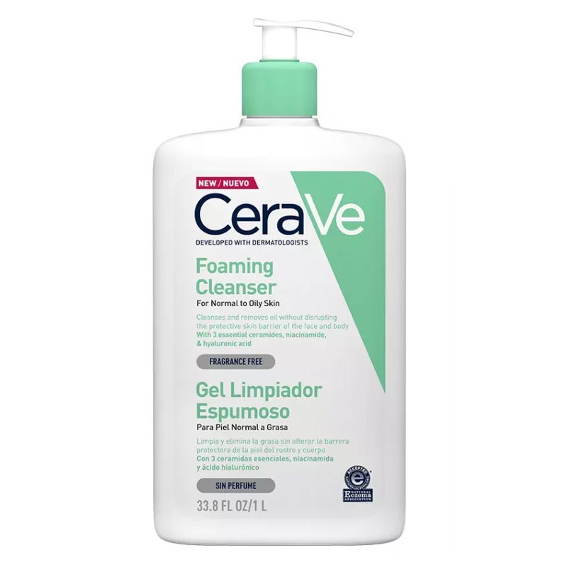 Cerave Gel Limpiador Espumoso Piel Normal a Grasa 1000ml Familiar