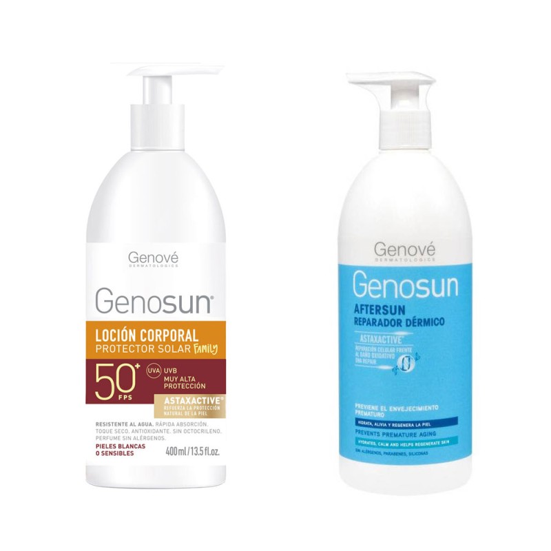 Genosun Pack Family Fotoprotector Loción Corporal SPF50 400ml + Reparador Post Solar 400ml