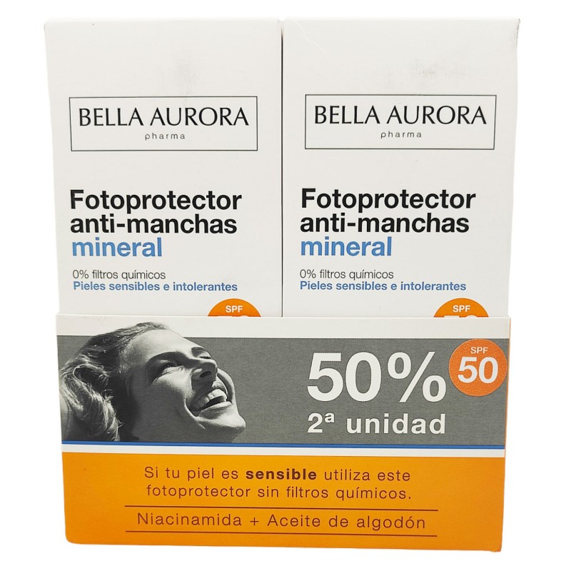 Bella Aurora Fotoprotector Mineral SPF50 50ml + 50ml Duplo Promocion Bella Aurora Fotoprotector Mineral SPF50 50ml + 50ml Duplo Promocion