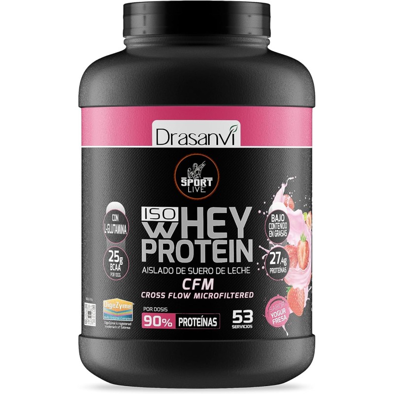 Whey Protein Aislado Yogur Fresa 1.6kg Sport Live Drasanvi