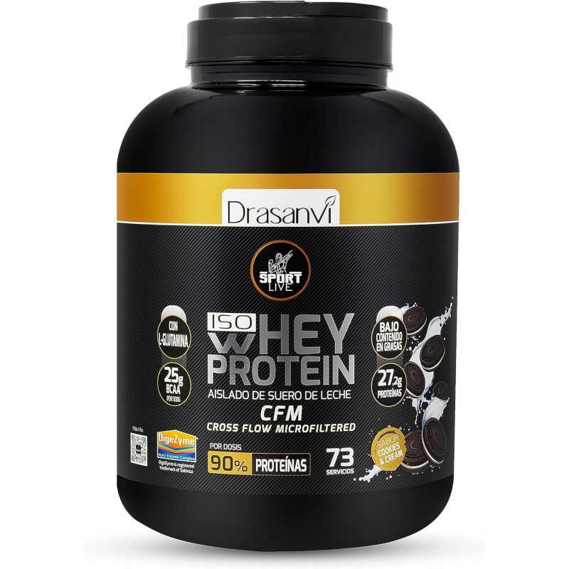 Whey Protein Aislado Cookies And Cream 2.2kg Sport Live Drasanvi Whey Protein Aislado Cookies And Cream 2.2kg Sport Live Drasanvi