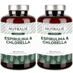 Nutralie Espirulina y Chlorella 1800mg 180 Cápsulas + 180 Cápsulas