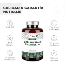 Nutralie Espirulina y Chlorella 1800mg 180 Cápsulas + 180 Cápsulas