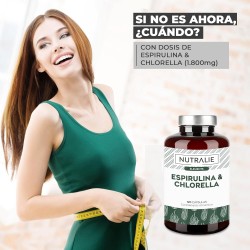 Nutralie Espirulina y Chlorella 1800mg 180 Cápsulas + 180 Cápsulas