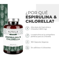 Nutralie Espirulina y Chlorella 1800mg 180 Cápsulas