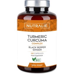 Nutralie Turmeric Cúrcuma orgánica con Jengibre y Pimienta Negra 120 Cápsulas