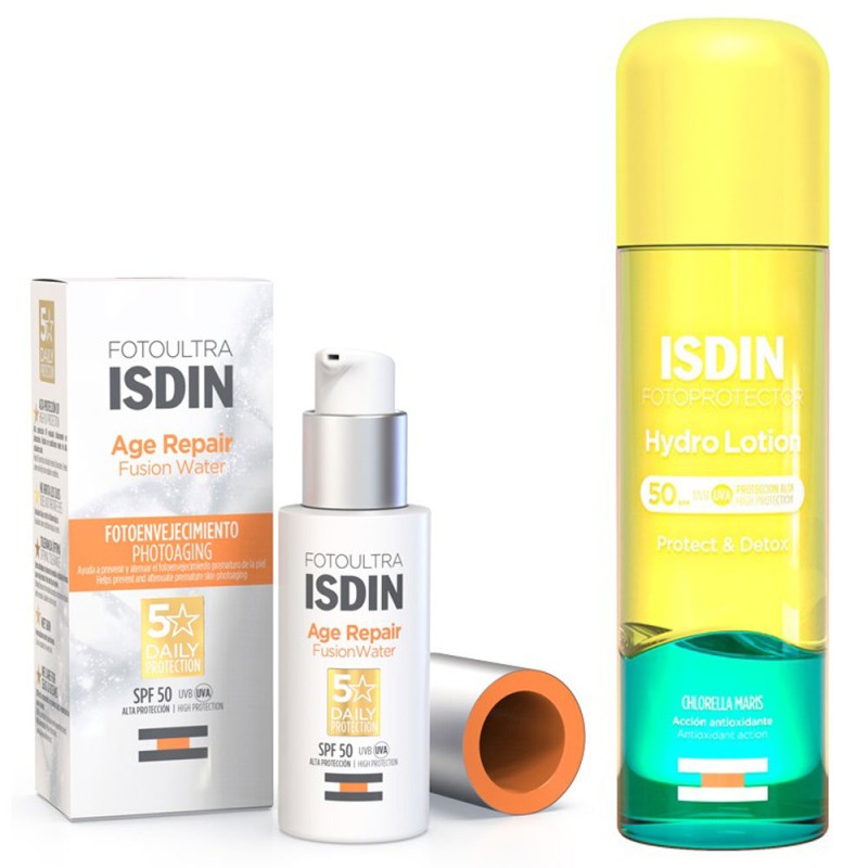 Fotoprotector Isdin Pack Foto Ultra Age Repair Fusion Water SPF 50 50ml + HydroLotion SPF 50+ 200ml