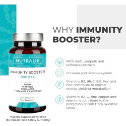 Nutralie Immunity Booster Complex Vit C + Equinacea + Própolis + Reishi + Zinc + Selenio + Hierro 60 Cápsulas