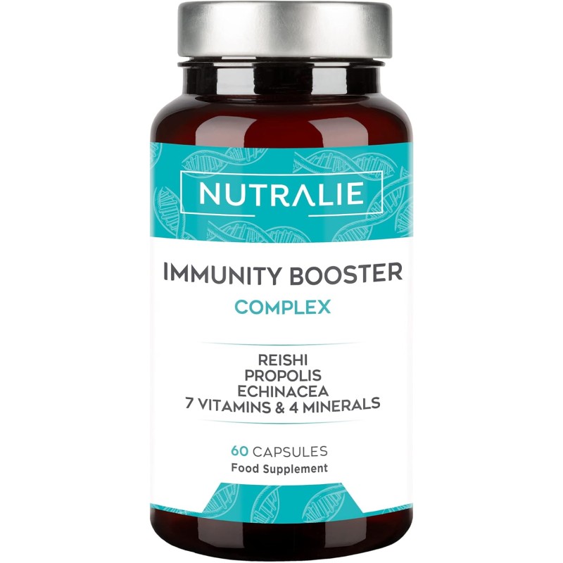 Nutralie Immunity Booster Complex Vit C + Equinacea + Própolis + Reishi + Zinc + Selenio + Hierro 60 Cápsulas Nutralie Immunity Booster Complex Vit C + Equinacea + Própolis + Reishi + Zinc + Selenio + Hierro 60 Cápsulas