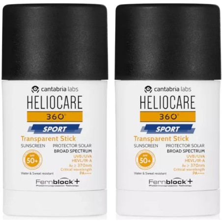 Heliocare 360 Sport Transparent Stick 25g + 25g Duplo Promocion
