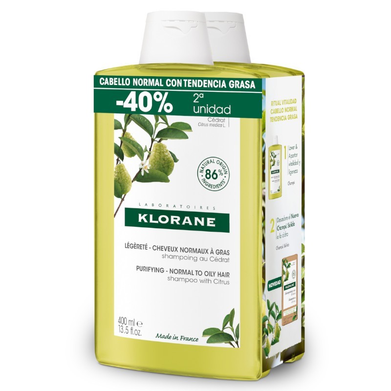 Klorane Champu Cidra 400 ml + 400ml Duplo Promocion