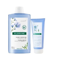 Klorane Rutina Pelo Volumen Champú Lino 400ml + Acondicionador Lino 200ml