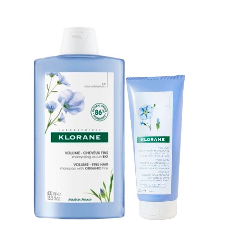 Klorane Rutina Pelo Volumen Champú Lino 400ml + Acondicionador Lino 200ml