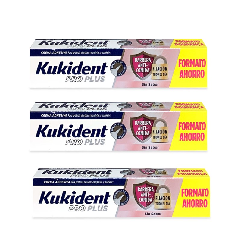 KUKIDENT Pro Plus Sellado Barrera Anticomida Sin Sabor 57g + 57g + 57g Triplo Pack KUKIDENT Pro Plus Sellado Barrera Anticomida Sin Sabor 57g + 57g + 57g Triplo Pack