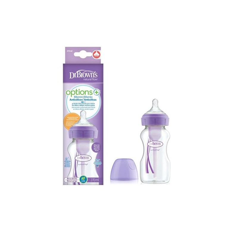 Dr Brown´s Options+ Biberon Anticólico 270ml Morado Dr Brown´s Options+ Biberon Anticólico 270ml Morado
