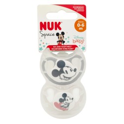 Nuk Chupete Silicona Mickey 0-6 Meses Gris- Blanco 2 Unidades