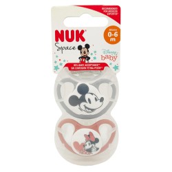 Nuk Chupete Silicona Mickey 0-6 Meses Gris- Rosa 2 Unidades