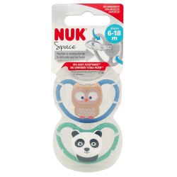 Nuk Chupete Silicona Space 6-18 Meses Azul Verde 2 Unidades