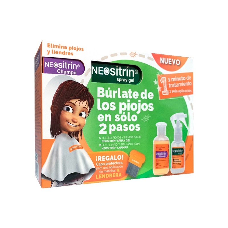 Neositrín Pack Antipiojos Spray Gel 60ml + Champú 100ml + Lendrera Neositrín Pack Antipiojos Spray Gel 60ml + Champú 100ml + Lendrera
