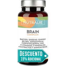 Nutralie Brain Complex Ginkgo Biloba Bacopa Monnieri Colina L-Tirosina Ginseng + Vitaminas 60 Cápsulas